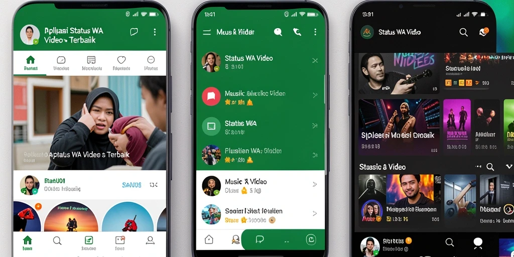 Tampilan antarmuka menarik dari aplikasi Status WA Video BARU01.
