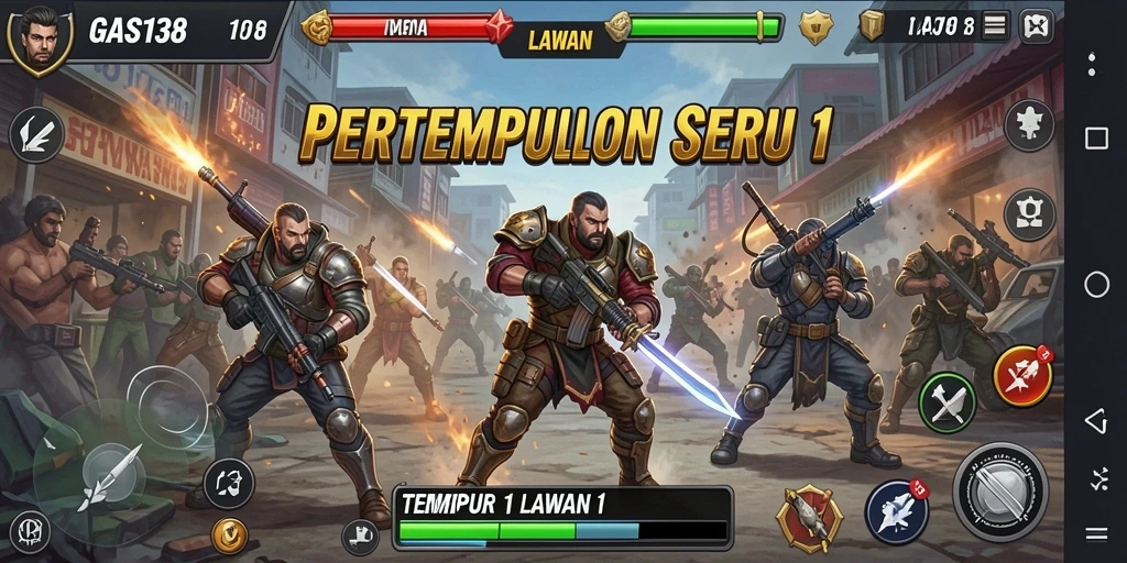 Tampilan antarmuka GAS138 saat pertarungan 1 lawan 1.