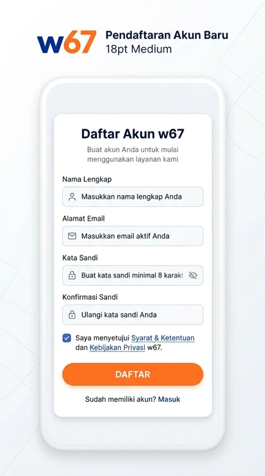Daftar akun baru di w67 untuk pengguna Android Indonesia